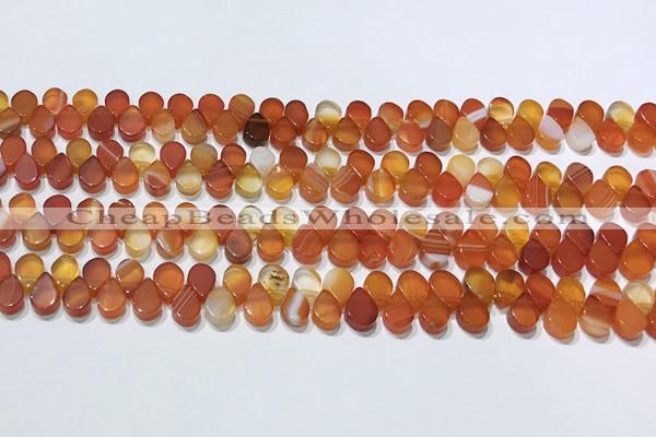 CAA5301 Top drilled 6*8mm flat teardrop line agate beads