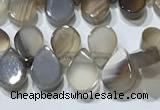 CAA5302 Top drilled 6*8mm flat teardrop line agate beads