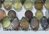 CAA5303 Top drilled 6*8mm flat teardrop line agate beads