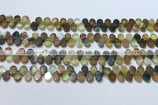 CAA5303 Top drilled 6*8mm flat teardrop line agate beads