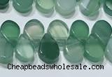 CAA5307 Top drilled 6*8mm flat teardrop line agate beads