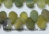 CAA5311 Top drilled 6*8mm flat teardrop line agate beads