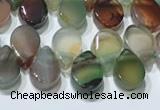 CAA5312 Top drilled 6*8mm flat teardrop line agate beads