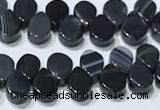 CAA5322 Top drilled 6*8mm flat teardrop line agate beads