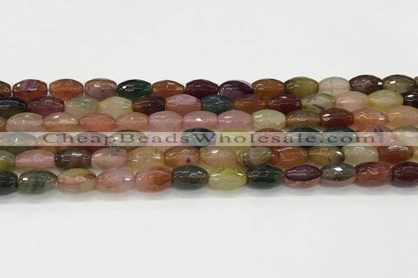 CAA5466 15.5 inches 8*12mm faceted rice agate beads