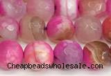 CAA5512 15 inches 8mm faceted round fire crackle agate beads