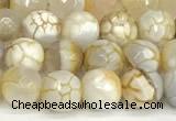 CAA5514 15 inches 8mm faceted round fire crackle agate beads