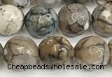 CAA5532 15 inches 10mm faceted round fire crackle agate beads