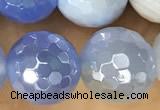 CAA5552 15 inches 10mm faceted round AB-color banded agate beads