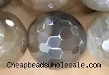 CAA5565 15 inches 12mm faceted round AB-color banded agate beads