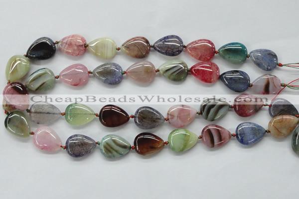 CAA557 15.5 inches 15*20mm flat teardrop dyed madagascar agate beads