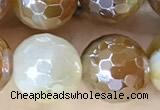 CAA5572 15 inches 10mm faceted round AB-color banded agate beads