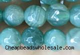 CAA5578 15 inches 6mm faceted round AB-color banded agate beads