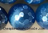 CAA5585 15 inches 12mm faceted round AB-color banded agate beads