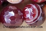 CAA5592 15 inches 10mm faceted round AB-color banded agate beads