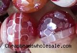 CAA5593 15 inches 12mm faceted round AB-color banded agate beads