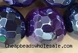 CAA5597 15 inches 12mm faceted round AB-color banded agate beads