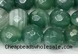 CAA5605 15 inches 8mm faceted round AB-color banded agate beads