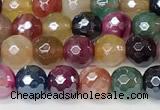 CAA5610 15 inches 6mm faceted round AB-color banded agate beads