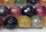 CAA5611 15 inches 8mm faceted round AB-color banded agate beads