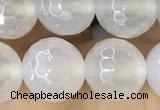 CAA5626 15 inches 8mm faceted round AB-color white agate beads