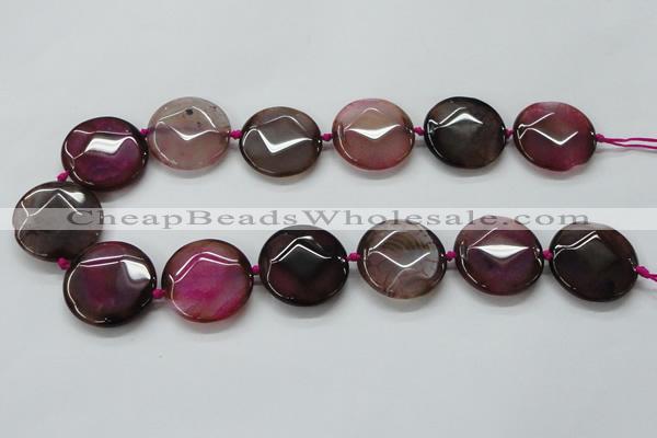 CAA563 15.5 inches 30mm faceted flat round dragon veins agate beads