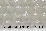 CAA5630 15 inches 6mm faceted round AB-color white agate beads