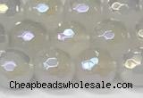 CAA5631 15 inches 8mm faceted round AB-color white agate beads