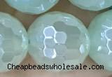 CAA5638 15 inches 12mm faceted round AB-color green agate beads