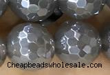 CAA5642 15 inches 10mm faceted round AB-color grey agate beads