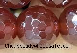 CAA5664 15 inches 12mm faceted round AB-color red agate beads