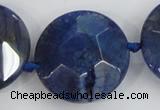 CAA567 15.5 inches 35mm faceted flat round dragon veins agate beads