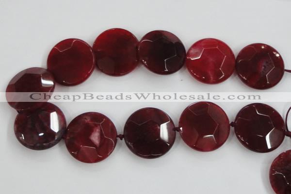 CAA568 15.5 inches 35mm faceted flat round dragon veins agate beads