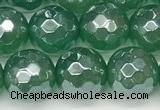 CAA5686 15 inches 8mm faceted round AB-color green agate beads