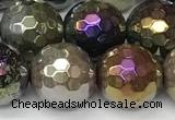 CAA5692 15 inches 10mm faceted round AB-color Indian agate beads