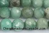 CAA5705 15 inches 6mm faceted round green grass agate beads