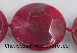 CAA576 15.5 inches 45mm faceted flat round dragon veins agate beads