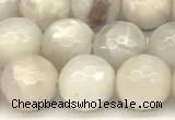 CAA5766 15 inches 8mm faceted round white crazy lace agate beads