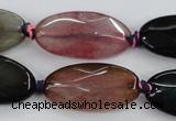 CAA578 15.5 inches 15*30mm faceted oval dragon veins agate beads