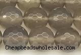 CAA5787 15 inches 10mm faceted round grey agate beads