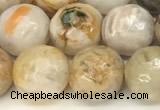 CAA5806 15 inches 8mm faceted round bamboo leaf agate beads