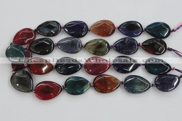 CAA587 15.5 inches 22*30mm faceted teardrop dragon veins agate beads