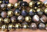 CAA5880 15 inches 6mm,8mm,10mm & 12mm faceted round electroplated banded agate beads