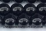 CAA5885 15 inches 8mm round black agate beads, 2mm hole