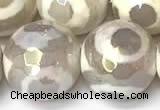 CAA5930 8mm, 10mm & 12mm faceted round AB-color tibetan agate beads