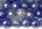 CAA5940 15 inches 6mm faceted round AB-color banded agate beads