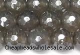 CAA5944 15 inches 8mm faceted round AB-color grey agate beads