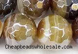 CAA5964 15 inches 12mm faceted round AB-color line agate beads