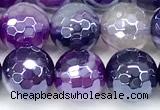 CAA5983 15 inches 8mm faceted round AB-color line agate beads