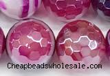 CAA5997 15 inches 10mm faceted round AB-color line agate beads